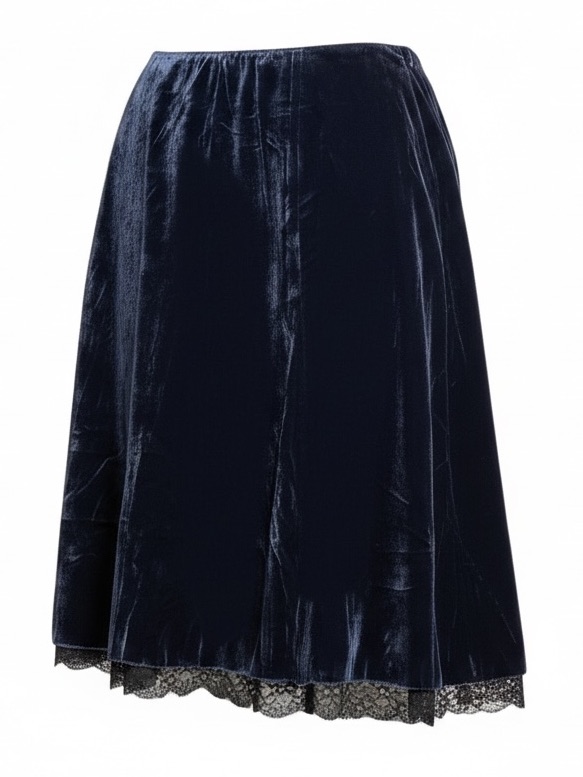 Nwt Saks Fifth Avenue Kaller Midnight Blue Silk Velvet Skirt 10 New With Tags